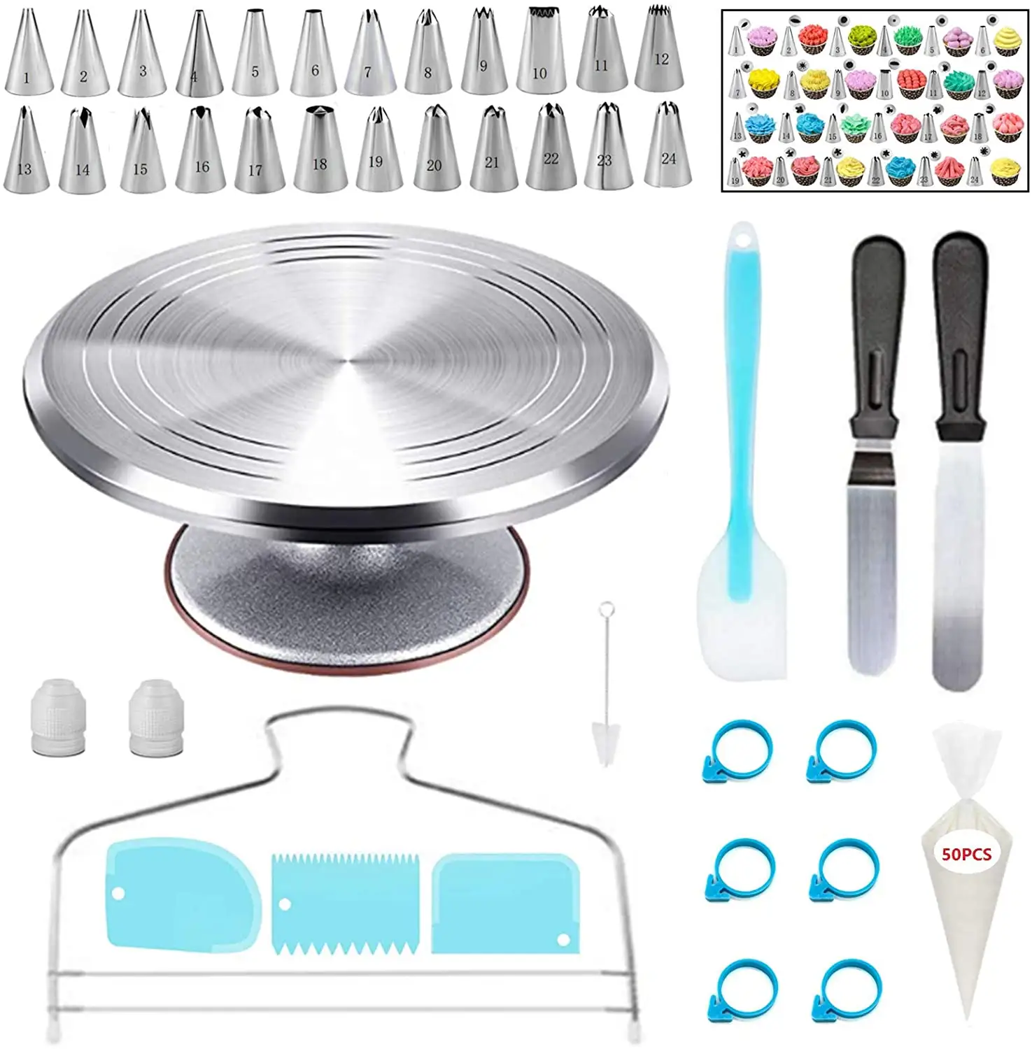 Baking Set With Cake Turntable Set Decorating Supplies Kit Baking Pastry Tools Baking Accessories