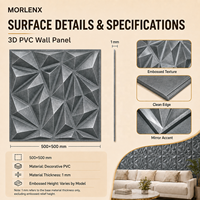 Panneau mural 3D en PVC MORLENX, aspect pierre, motif géométrique en cristal de charbon, revêtement décoratif pour intérieurs de salles d'exposition et de salons