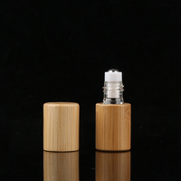 Flacon roll-on en verre vide de 5 ml pour parfum et huiles essentielles, en bambou, avec bille en acier inoxydable – Design unique