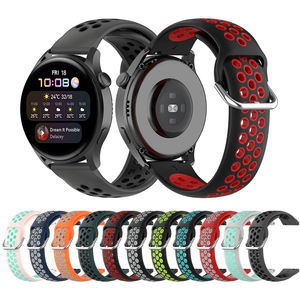 Para <span class=keywords><strong>Huawei</strong></span> <span class=keywords><strong>Watch</strong></span> 3 <span class=keywords><strong>Pro</strong></span>/<span class=keywords><strong>GT</strong></span> <span class=keywords><strong>2</strong></span> 46mm <span class=keywords><strong>42mm</strong></span> pulsera transpirable agujero pulsera Bicolor suave deporte silicona correa de reloj - Product Image 1