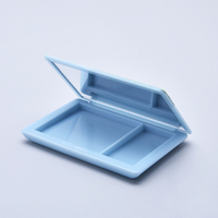 Étui compact unique rectangulaire en plastique ABS recyclable pour fard à joues en poudre pressée avec rangement pour poudre libre et cosmétiques