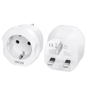 VINTAR 2 pinos para 3 pinos UE para o Reino Unido Plug Adapter Europeu para o Reino Unido Plug Travel Adapter