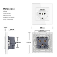 Prises murales européennes en métal brossé 230/220V, interrupteurs électriques domestiques