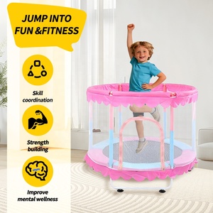 Mini Trampolino da 48 Pollici per <span class=keywords><strong>Ragazze</strong></span> con <span class=keywords><strong>Gambe</strong></span> <span class=keywords><strong>a</strong></span> U Sicure, Corrimano Circolare, Rete Protettiva, Tappetino Morbido in PVC e PP per Uso Interno/Esterno - Product Image 4