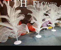 Décoration de table pour fête, maison, bureau, hôtel, nouveau produit, fleurs artificielles en gaze blanche, centres de table pour mariage