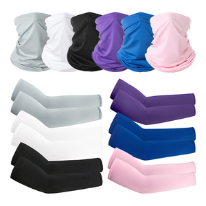 Cycling Face Mask And Arm Sleeves Set Anti Uv Quick Dry Breathable Unisex Adult Outdoor Sun Protection Ice Silk 38cm - Product Image 1