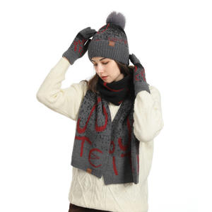 Ensemble bonnet, <span class=keywords><strong>gants</strong></span> et écharpe longue <span class=keywords><strong>en</strong></span> fourrure de <span class=keywords><strong>mohair</strong></span>, fausse fourrure de vison, tricot jacquard personnalisé avec logo, pour femmes - Product Image 4