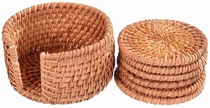 Set di 6 Sottobicchieri Rotondi in Paglia Intrecciata di Alta Qualità, Antiscivolo, per Tavolo da Pranzo e Cucina, Uso Interno - Product Image 2