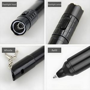 Sifflet de survie multifonctionnel personnalisé pour l'extérieur, lampe torche LED, porte-clés, stylo bille publicitaire en plastique avec porte-clés - Product Image 3
