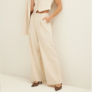 <span class=keywords><strong>Pantaloni</strong></span> a pieghe a gamba larga personalizzati 2024 autunno <span class=keywords><strong>pantaloni</strong></span> chino alla moda Casual dritti eleganti da lavoro da ufficio da donna <span class=keywords><strong>pantaloni</strong></span> da abito <span class=keywords><strong>Beige</strong></span> arricciati - Product Image 2