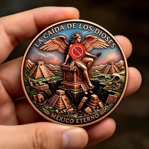 MEXIQUE ETERNO Pièce de monnaie en cuivre colorée de 1 once, déesse aztèque « <span class=keywords><strong>La</strong></span> chute des dieux », médaille de collection Mexique Eterno - Product Image 1