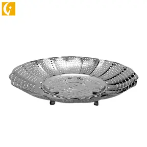 Magic Retractable Folding Lotus Stainless Steel Makanan Steamer untuk Sayuran Ikan Makanan Laut Memasak