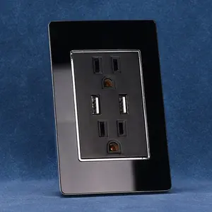 Luxury Design American Light Switch And Socket 110 Volt 220 Volt 6 Pin Socket With Double USB Type A
