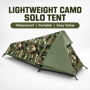 Tente de randonnée légère et respirante camouflage pour une personne, 3 saisons, double couche, polyester 210T, imperméable, camping - Product Image 1