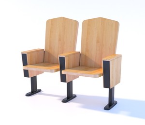 Silla de auditorio EVO2203, muebles de iglesia para auditorio apilable, sillones de Iglesia, bolsillo trasero, púlpito, tela azul tapizada - Product Image 1