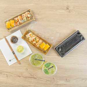 Bandeja Rectangular Desechable de Plástico PET para Sushi con Tapa Transparente Antivaho, Caja de Empaque para Comida para Llevar con Impresión UV Personalizada - Product Image 3