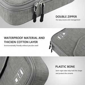 BSCI Factory Electronics Organizer Double Layer Travel Cable Organizer <b>Cord</b> Storage <b>Bag</b> for Cables - Product Image 4