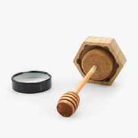 Logo avec étiquette personnalisée 200ml 400ml pot de miel vide cuisine gelée conteneur hermétique verre stockage pot de miel avec louche en bois