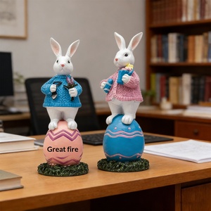 Adornos de Conejo de Pascua Transfronterizos, Conejo de Resina de Dibujos Animados con <span class=keywords><strong>Huevo</strong></span>, Suministros de Decoración para <span class=keywords><strong>el</strong></span> Día del Niño y Ambiente Festivo - Product Image 2