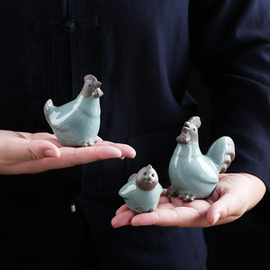 Ensemble d'ornements de poulets en céramique, trois pièces, design traditionnel, décoration de salon, accessoire pour théière - Product Image 4