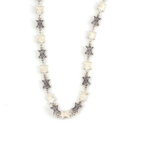 Pulsera de Plata con Cadena de Filigrana y Esmalte de Nácar Blanco, Joyería Turca Romántica Hecha a Mano para Hombre, NUSRET - Product Image 1