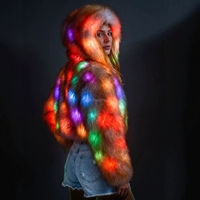 RICHSHINING Manteau en fourrure LED douce et écologique avec logo personnalisé, idéal pour la danse, les bars et les soirées