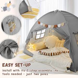 Tente de lit portable occultante en polyester-coton gris pour chambre fraîche, idéale pour l'anniversaire des garçons et des filles - Product Image 3