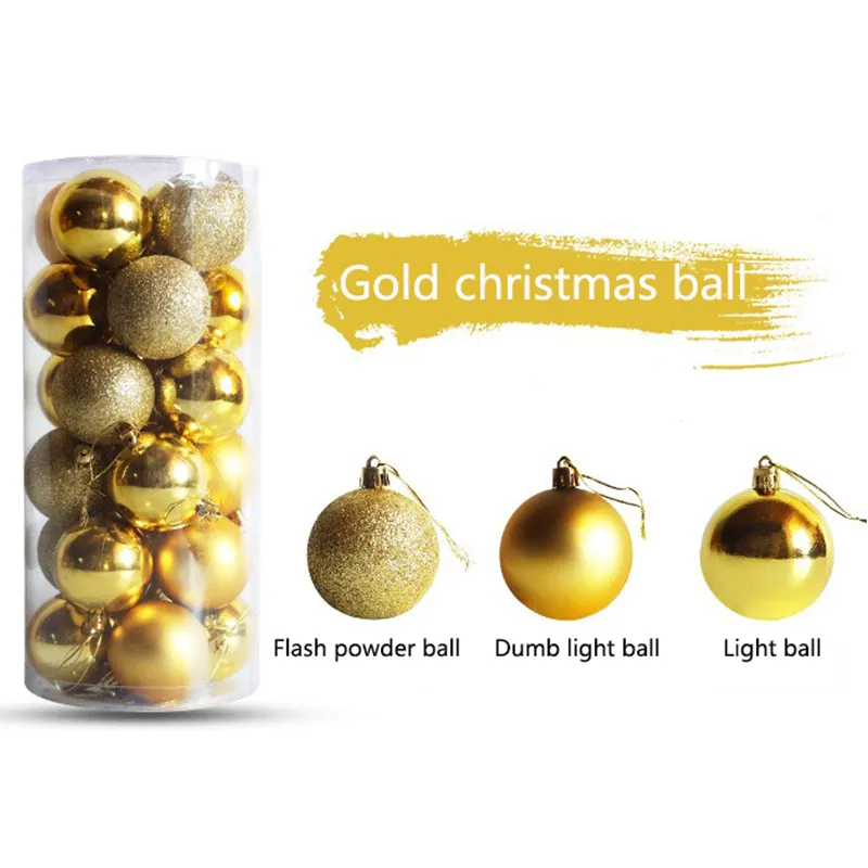24pcs 3cm Christmas Balls Tree Pendant Gift Box Set For Xmas Tree Holiday Party Decoration