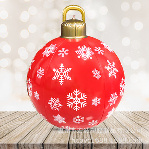 Bola Inflable de Navidad de 60 cm con Diseño de Copo de Nieve Rojo, Decoraciones para Jardín Exterior - Product Image 1