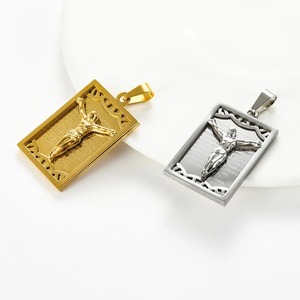 Sunling 1Pc Stainless Steel Vintage Christian Jesus <b>Dog</b> <b>Tag</b> Pendant Unisex <b>Men</b> Silver Gold Color Religious Symbolic Fine Jewelry - Product Image 4
