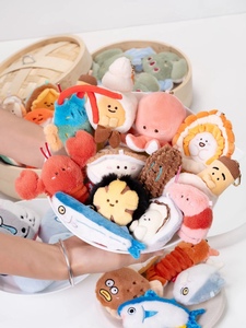 Porte-clés en peluche <span class=keywords><strong>super</strong></span> doux brodé, breloques animaux marins (poulpe, crabe, crevette) 10 cm avec rembourrage en coton PP pour le soulagement du stress - Product Image 5