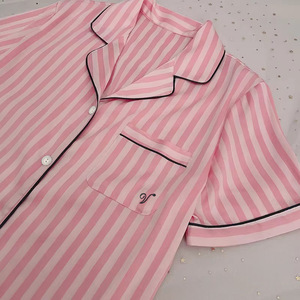 Pantaloncini a maniche corte a righe dolci da donna I vestiti per la casa possono essere indossati al di fuori della primavera e dell'estate Set di pigiami sottili da ragazza all'ingrosso - Product Image 4