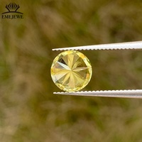 EMEJEWE Saphir Jaune de Laboratoire Certifié AGL, Taille Brillant, Pierre Précieuse Libre, Effet de Couleur/Feu, Or Guangxi 9K 10K 14K 18K