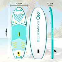 Vente en gros de planches à pagaie gonflables pour enfants de 9'6 pieds, vert menthe, légères, 290 cm, 6 pouces d'épaisseur, fabrication OEM, CE & BSCI