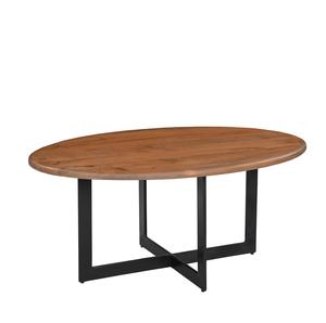 Mesa de Centro Ovalada Dalton | Base de Hierro con Superficie de Madera Natural | Muebles Modernos Contemporáneos para Sala de Estar, Oficina en Casa, Hotel, Restaurante - Product Image 1