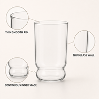 Gobelet en verre borosilicate transparent de 10 oz avec logo personnalisé, base à bulles, pour café glacé, jus froid, café, bar, restaurant - Vente en gros