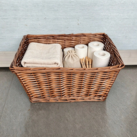 Panier de rangement artisanal en saule naturel tressé, organisateur de bureau style ferme, panier de rangement pour cosmétiques pour coiffeuse