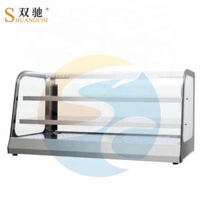 ยุโรปพาณิชย์เคาน์เตอร์ด้านบนสีเทาใสแก้วตารางด้านบนเครื่องทำความร้อนไฟฟ้าอาหารร้อนตู้โชว์การแสดงผล - Product Image 2