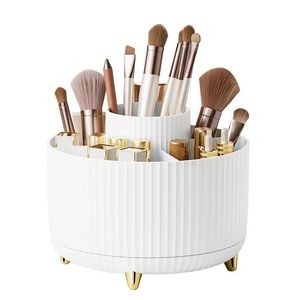 Rotating Cosmetic Storage <b>Box</b> Makeup Brush Lipstick Holder Desktop Organizer Plastic Large Capacity With Golden Feet - Product Image 5