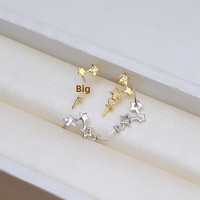 Pendientes de Plata S925 con Estrella de Cinco Puntas Electrochapada, Personalizados, con Bandeja Vacía para Perlas, Accesorios de Joyería DIY para Mujer
