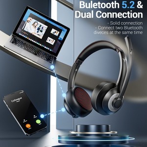 Auriculares Inalámbricos JIAMQISHI 5.0, Auriculares con Cancelación de Ruido ENC para Call Center, Auriculares Supraaurales para Computadora - Product Image 4