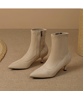 定制加大码踝靴女拉链高跟鞋女休闲女鞋女扣短靴 - Product Image 6