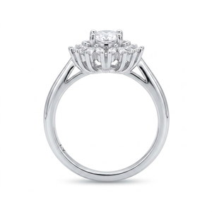 Sunburst Oval Halo Rhodium Plated Brass <b>Ring</b> with Oval CZ Vintage <b>Statement</b> <b>Ring</b> for Wedding Gift Party - Product Image 2