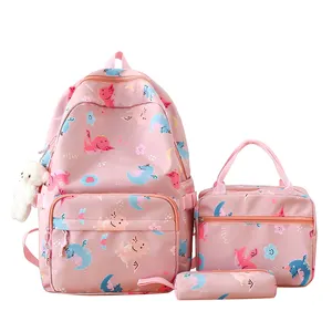 Custom Backpack Waterproof Kids School Bag Rainbow Backpack Lunch Bags Set For Girls Children Travel Book Bag