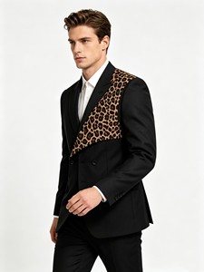 Veste blazer pour homme <span class=keywords><strong>La</strong></span> <span class=keywords><strong>Sape</strong></span> Culture Congo Football à imprimé léopard (avec broche léopard) - Product Image 3