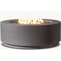 Table de feu ronde de couleur gris foncé au design minimaliste pour l'extérieur, foyer extérieur décoratif pour hôtel