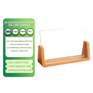 Support de menu vertical en acrylique transparent en forme de U, en <span class=keywords><strong>hêtre</strong></span> <span class=keywords><strong>massif</strong></span> naturel, personnalisé, pour café, restaurant, bureau - Vente en gros - Product Image 1