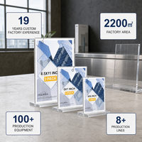 Support de menu de table vertical A4 en acrylique transparent en forme de T, personnalisé en usine, vente en gros, support en acrylique