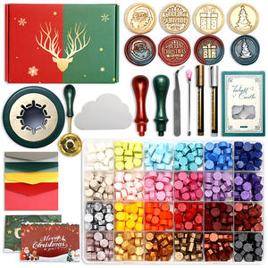 Juego completo de sellos de cera navideños con perlas de cera de colores y herramientas para manualidades navideñas - Product Image 1