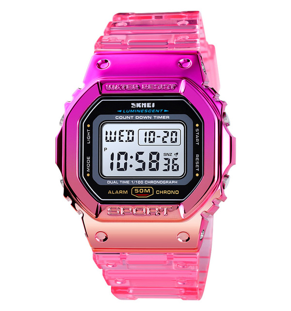 Wholesale OEM Custom logo Digital Wristwatch Skmei 1622 Colorful Transparent Fashion Women Waterproof Sport Watches
